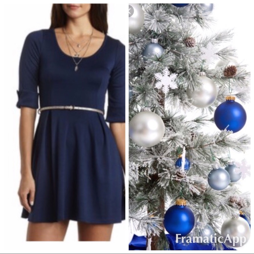 NWT Charlotte Russe Navy Blue Day Dress L Large